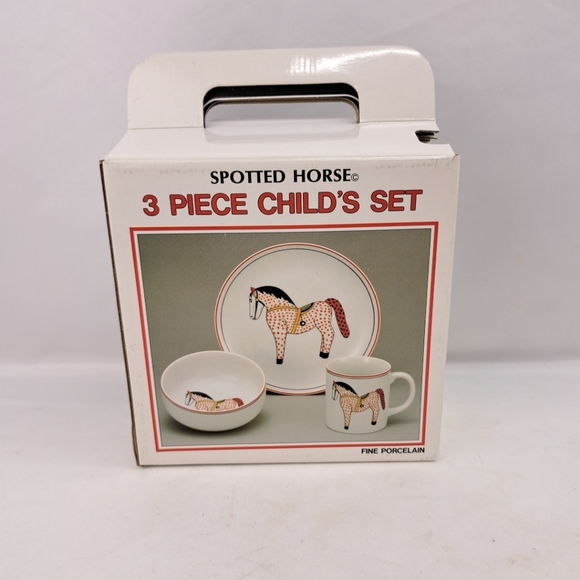 Andrea By Sadek Spotted Horse Child's Set - White and Brown - Picture 2 of 12